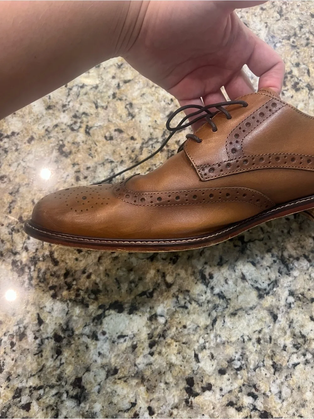 Joseph Abboud Brown Leather Wingtip Derby Oxfords Tie Classic Mens Size 12